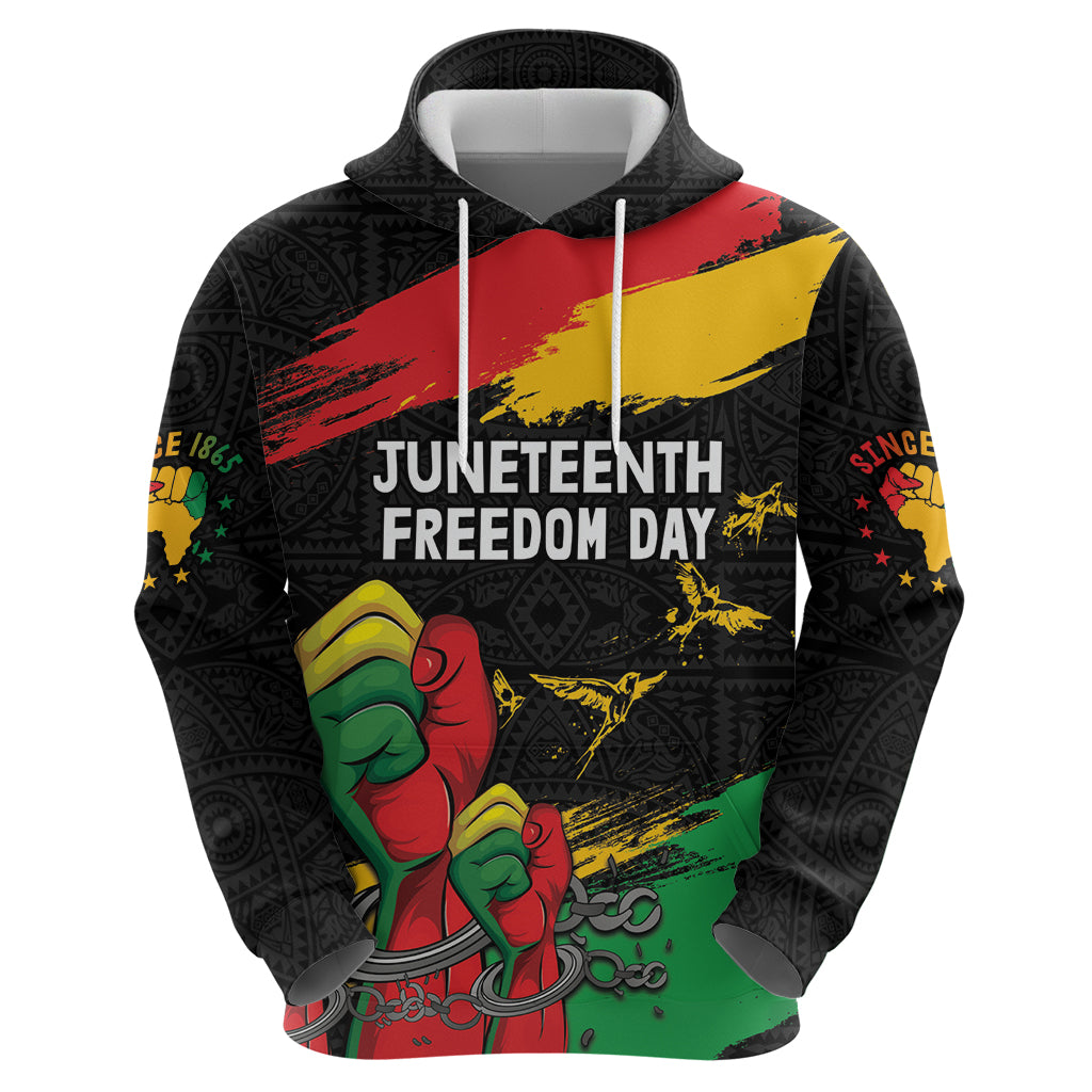 Personalized Juneteenth Freedom Day Hoodie Raised Fist Black Power and Africa Pattern - Wonder Print Shop