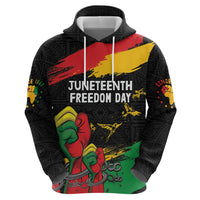 Personalized Juneteenth Freedom Day Hoodie Raised Fist Black Power and Africa Pattern - Wonder Print Shop