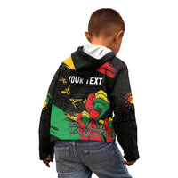 Personalized Juneteenth Freedom Day Kid Hoodie Raised Fist Black Power and Africa Pattern - Wonder Print Shop