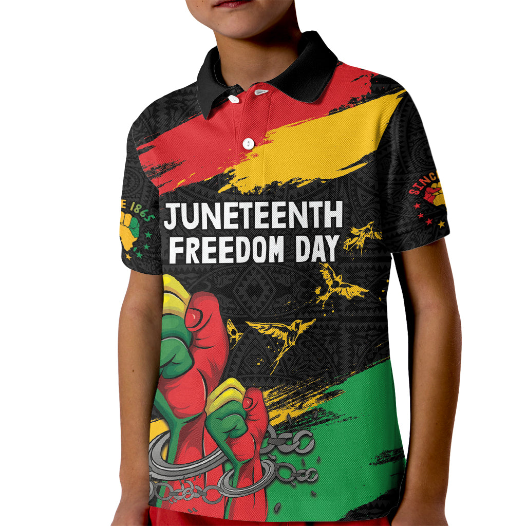 Personalized Juneteenth Freedom Day Kid Polo Shirt Raised Fist Black Power and Africa Pattern - Wonder Print Shop