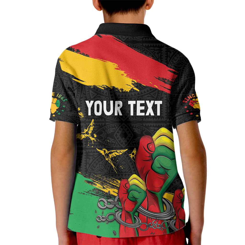 Personalized Juneteenth Freedom Day Kid Polo Shirt Raised Fist Black Power and Africa Pattern - Wonder Print Shop