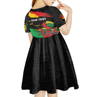 Personalized Juneteenth Freedom Day Kid Short Sleeve Dress Raised Fist Black Power and Africa Pattern - Wonder Print Shop