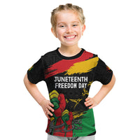 Personalized Juneteenth Freedom Day Kid T Shirt Raised Fist Black Power and Africa Pattern - Wonder Print Shop
