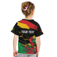 Personalized Juneteenth Freedom Day Kid T Shirt Raised Fist Black Power and Africa Pattern - Wonder Print Shop