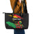 Personalized Juneteenth Freedom Day Leather Tote Bag Raised Fist Black Power and Africa Pattern - Wonder Print Shop