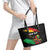 Personalized Juneteenth Freedom Day Leather Tote Bag Raised Fist Black Power and Africa Pattern - Wonder Print Shop