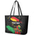 Personalized Juneteenth Freedom Day Leather Tote Bag Raised Fist Black Power and Africa Pattern - Wonder Print Shop