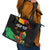 Personalized Juneteenth Freedom Day Leather Tote Bag Raised Fist Black Power and Africa Pattern - Wonder Print Shop