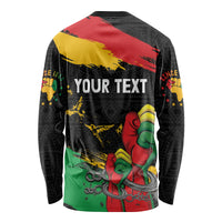 Personalized Juneteenth Freedom Day Long Sleeve Shirt Raised Fist Black Power and Africa Pattern - Wonder Print Shop