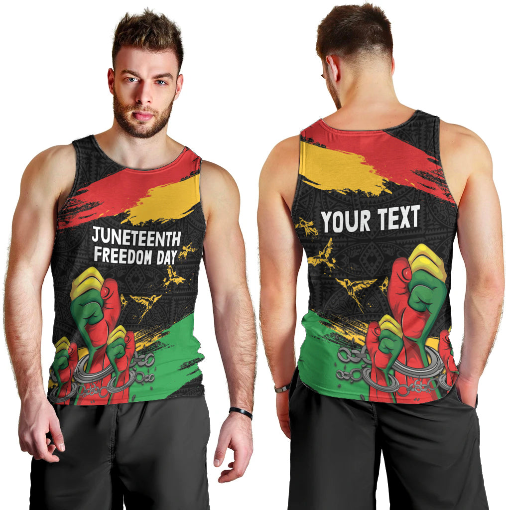 Personalized Juneteenth Freedom Day Men Tank Top Raised Fist Black Power and Africa Pattern - Wonder Print Shop