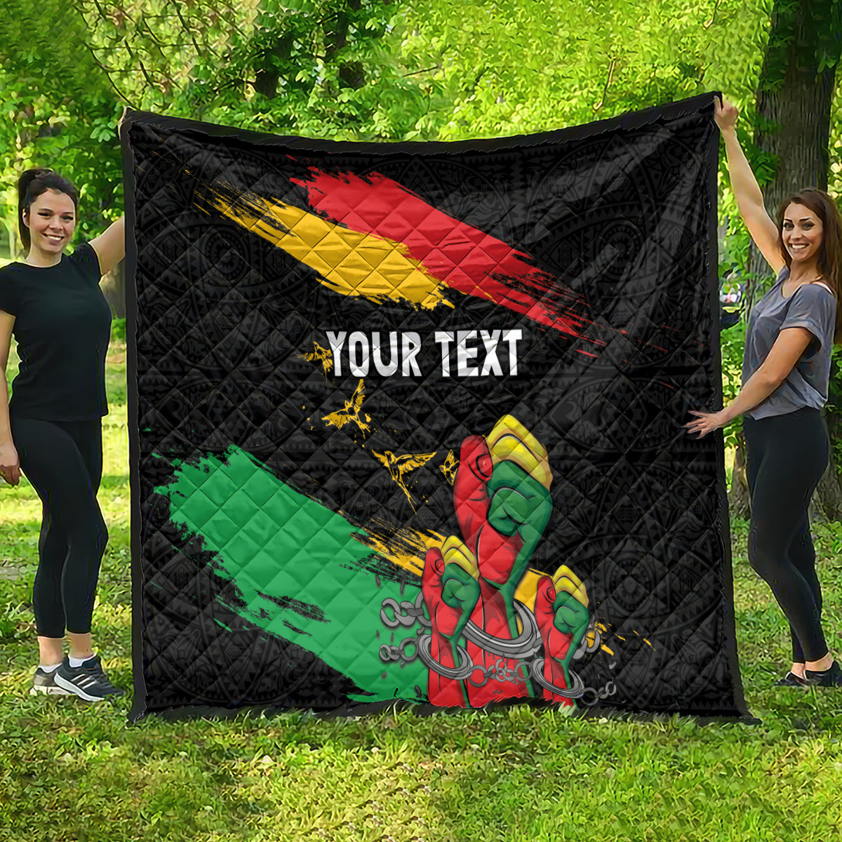 Personalized Juneteenth Freedom Day Quilt Raised Fist Black Power and Africa Pattern - Wonder Print Shop