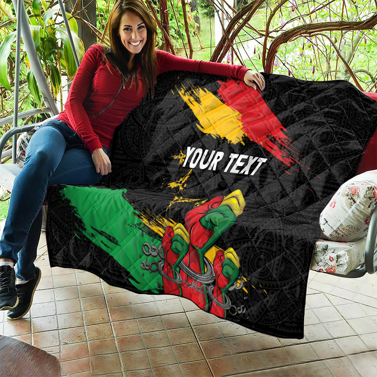 Personalized Juneteenth Freedom Day Quilt Raised Fist Black Power and Africa Pattern - Wonder Print Shop