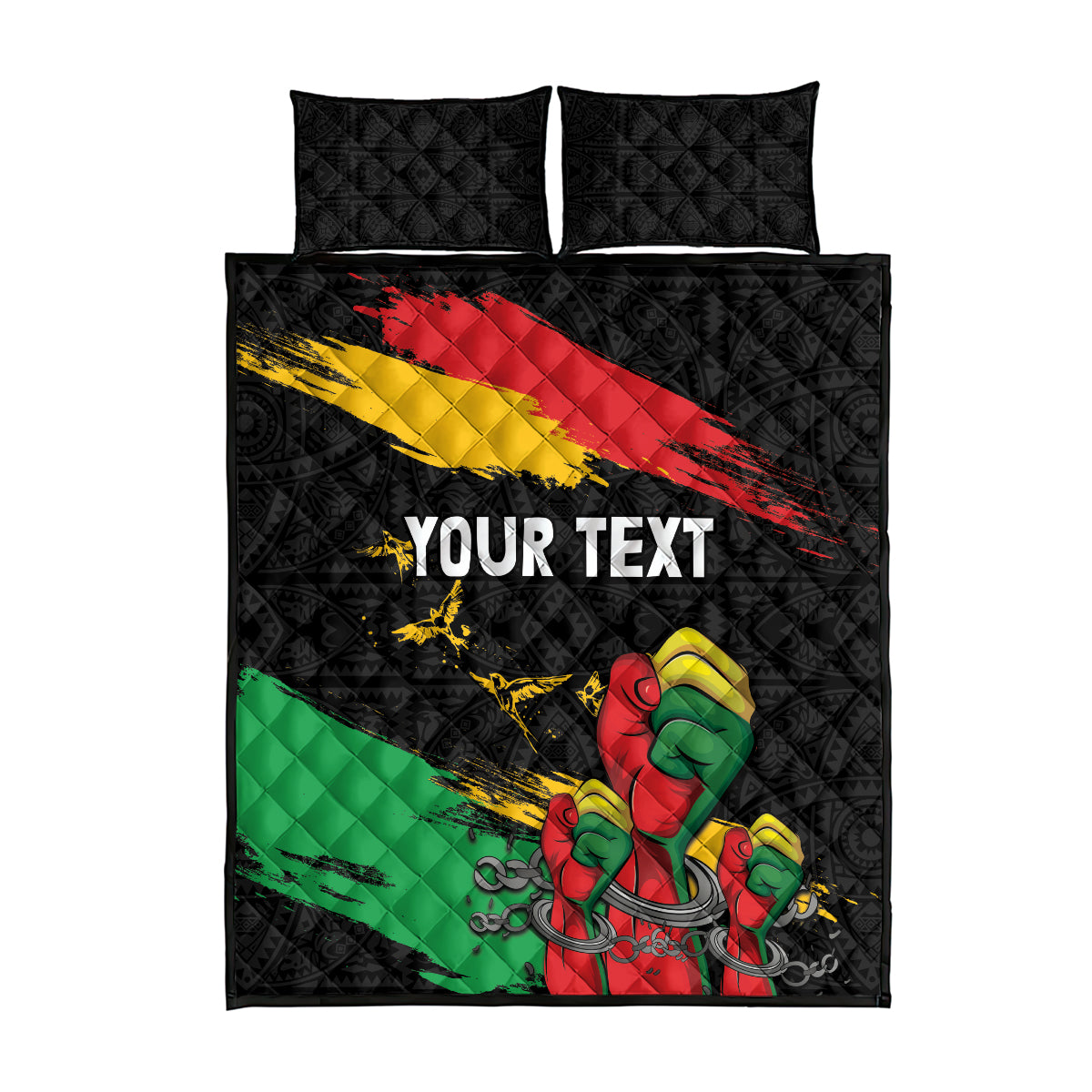 Personalized Juneteenth Freedom Day Quilt Bed Set Raised Fist Black Power and Africa Pattern - Wonder Print Shop
