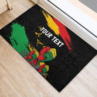 Personalized Juneteenth Freedom Day Rubber Doormat Raised Fist Black Power and Africa Pattern - Wonder Print Shop