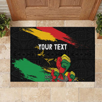 Personalized Juneteenth Freedom Day Rubber Doormat Raised Fist Black Power and Africa Pattern - Wonder Print Shop