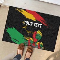 Personalized Juneteenth Freedom Day Rubber Doormat Raised Fist Black Power and Africa Pattern - Wonder Print Shop