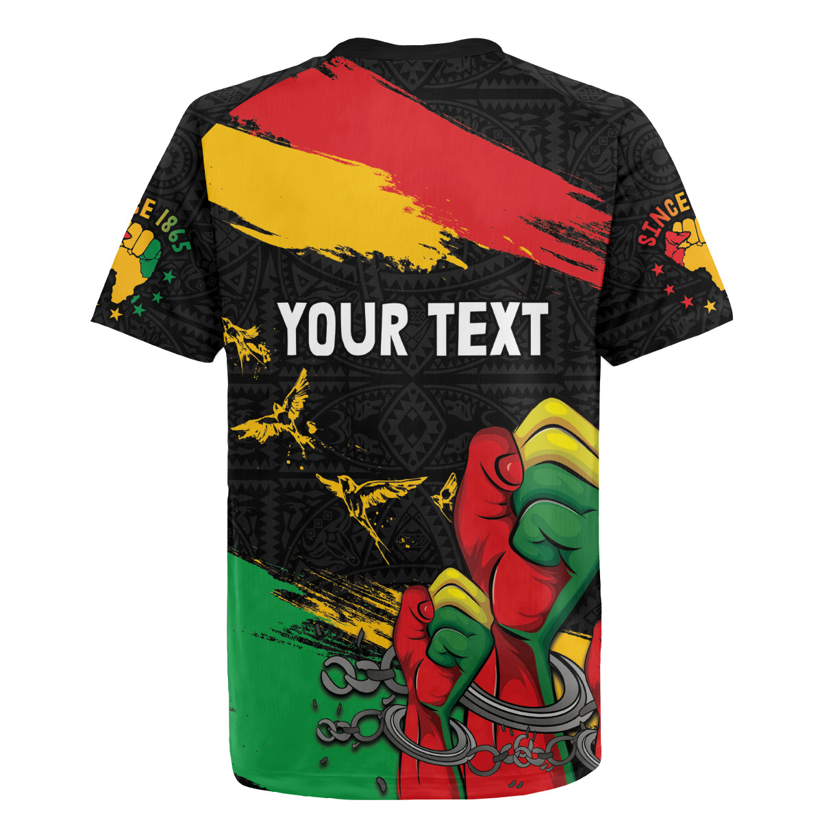 Personalized Juneteenth Freedom Day Rugby Jersey Raised Fist Black Power and Africa Pattern - Wonder Print Shop