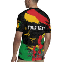Personalized Juneteenth Freedom Day Rugby Jersey Raised Fist Black Power and Africa Pattern - Wonder Print Shop