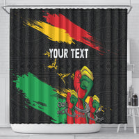 Personalized Juneteenth Freedom Day Shower Curtain Raised Fist Black Power and Africa Pattern