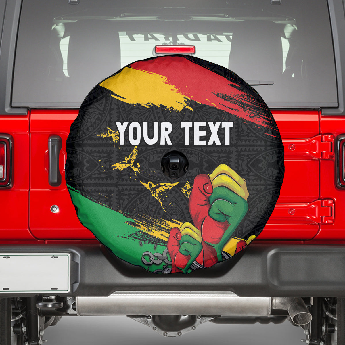 Personalized Juneteenth Freedom Day Spare Tire Cover Raised Fist Black Power and Africa Pattern - Wonder Print Shop