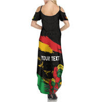 Personalized Juneteenth Freedom Day Summer Maxi Dress Raised Fist Black Power and Africa Pattern - Wonder Print Shop