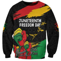 Personalized Juneteenth Freedom Day Sweatshirt Raised Fist Black Power and Africa Pattern - Wonder Print Shop
