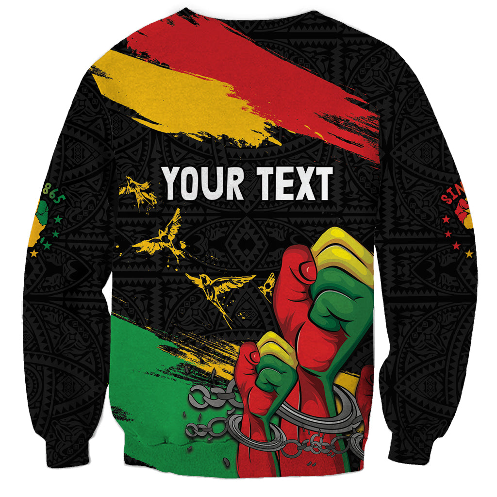 Personalized Juneteenth Freedom Day Sweatshirt Raised Fist Black Power and Africa Pattern - Wonder Print Shop