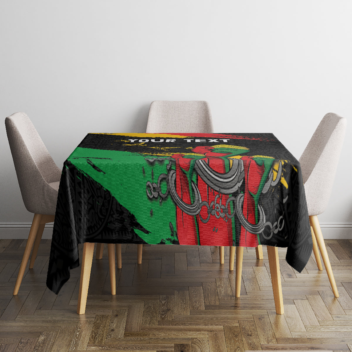 Personalized Juneteenth Freedom Day Tablecloth Raised Fist Black Power and Africa Pattern - Wonder Print Shop
