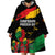 Personalized Juneteenth Freedom Day Wearable Blanket Hoodie Raised Fist Black Power and Africa Pattern