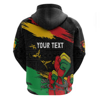 Personalized Juneteenth Freedom Day Zip Hoodie Raised Fist Black Power and Africa Pattern - Wonder Print Shop