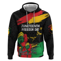 Personalized Juneteenth Freedom Day Zip Hoodie Raised Fist Black Power and Africa Pattern - Wonder Print Shop