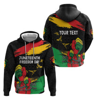 Personalized Juneteenth Freedom Day Zip Hoodie Raised Fist Black Power and Africa Pattern - Wonder Print Shop