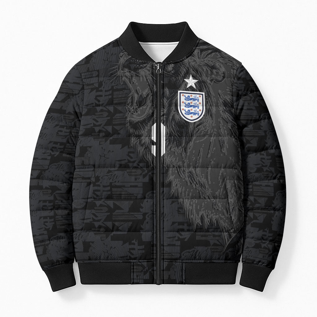 England National Football Custom Bomber Puffer Jacket Lions Roar 2026 Glory Black