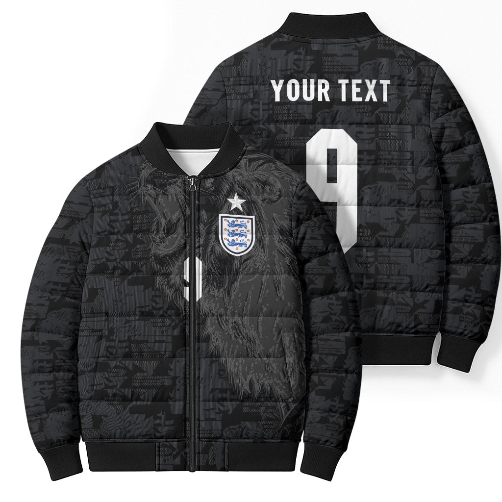 England National Football Custom Bomber Puffer Jacket Lions Roar 2026 Glory Black
