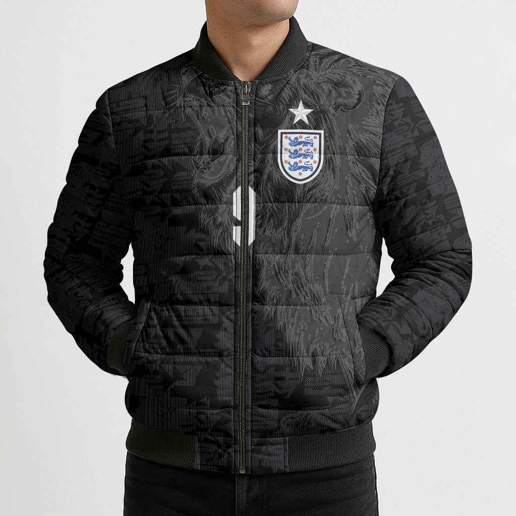 England National Football Custom Bomber Puffer Jacket Lions Roar 2026 Glory Black