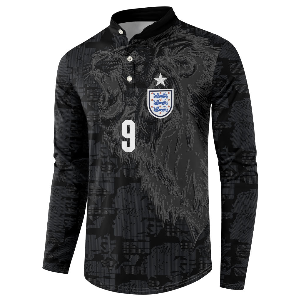 England National Football Custom Button Sweatshirt Lions Roar 2026 Glory Black