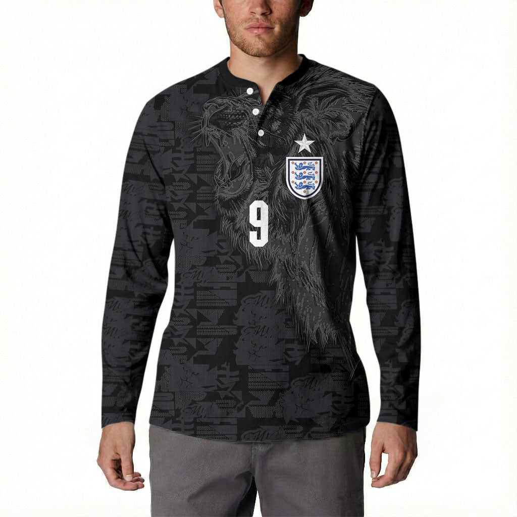 England National Football Custom Button Sweatshirt Lions Roar 2026 Glory Black