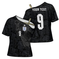 England National Football Custom Cross Shoulder Shirt Lions Roar 2026 Glory Black