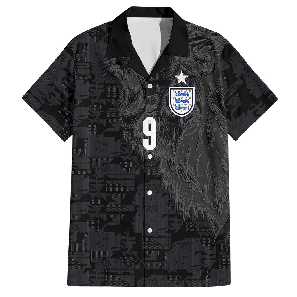 England National Football Custom Hawaiian Shirt Lions Roar 2026 Glory Black