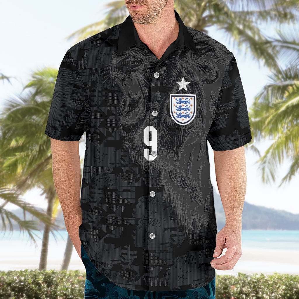 England National Football Custom Hawaiian Shirt Lions Roar 2026 Glory Black