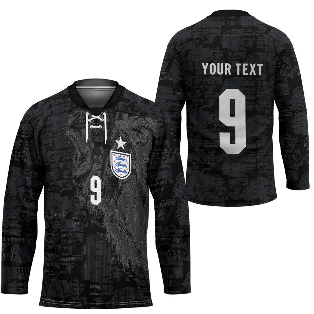 England National Football Custom Hockey Jersey Lions Roar 2026 Glory Black