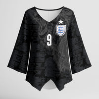 England National Football Custom Kimono Sleeve Blouse Lions Roar 2026 Glory Black