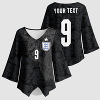 England National Football Custom Kimono Sleeve Blouse Lions Roar 2026 Glory Black