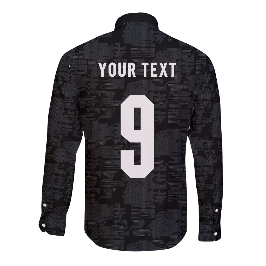 England National Football Custom Long Sleeve Button Shirt Lions Roar 2026 Glory Black