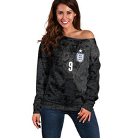 England National Football Custom Off Shoulder Sweater Lions Roar 2026 Glory Black