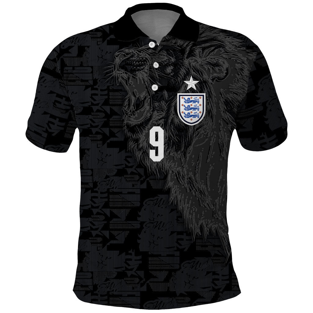 England National Football Custom Polo Shirt Lions Roar 2026 Glory Black