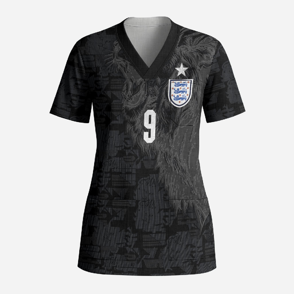 England National Football Custom Scrub Top Lions Roar 2026 Glory Black