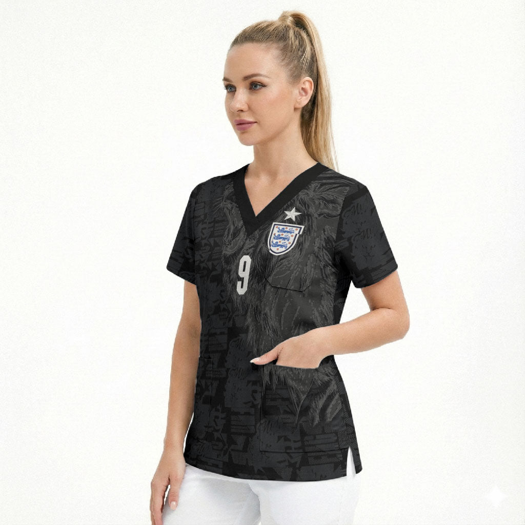 England National Football Custom Scrub Top Lions Roar 2026 Glory Black