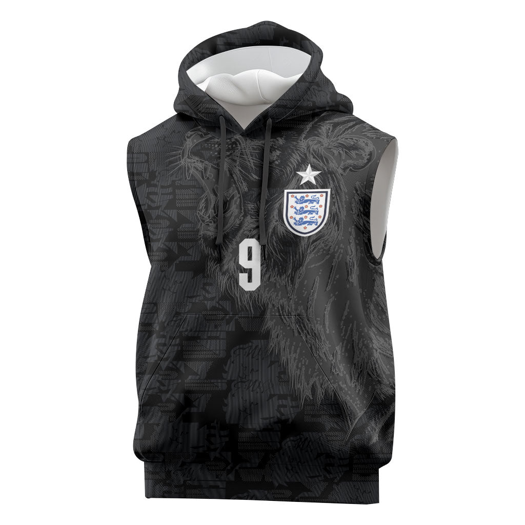 England National Football Custom Sleeveless Hoodie Lions Roar 2026 Glory Black