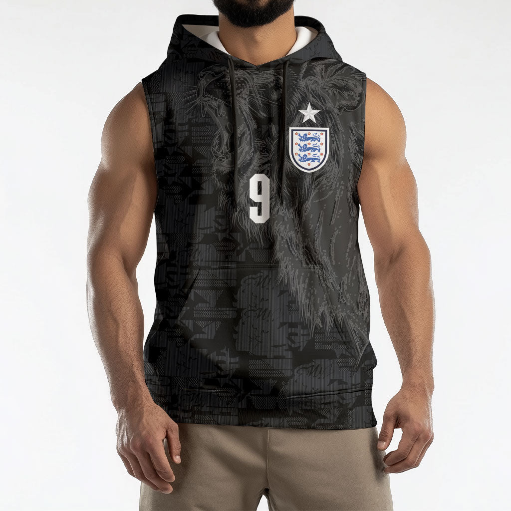 England National Football Custom Sleeveless Hoodie Lions Roar 2026 Glory Black